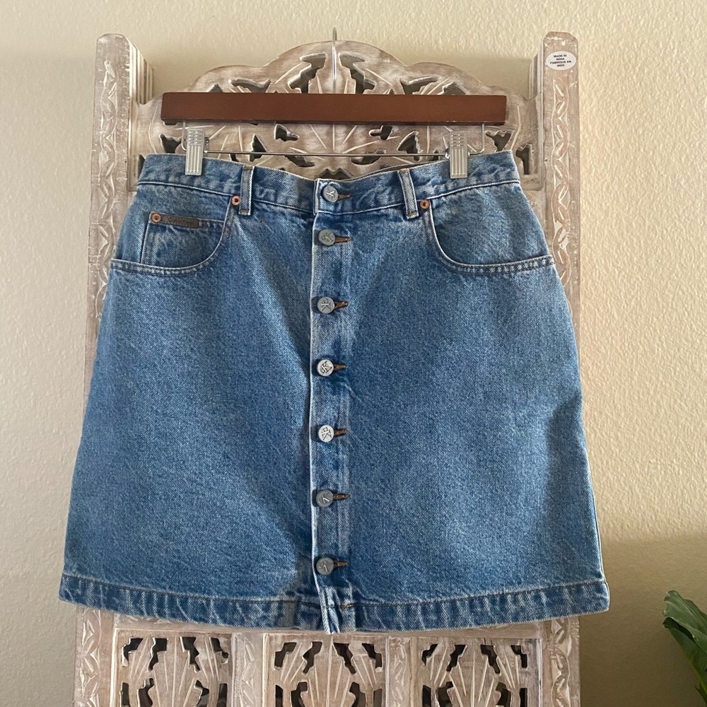 CALVIN KLEIN vintage denim button front skirt